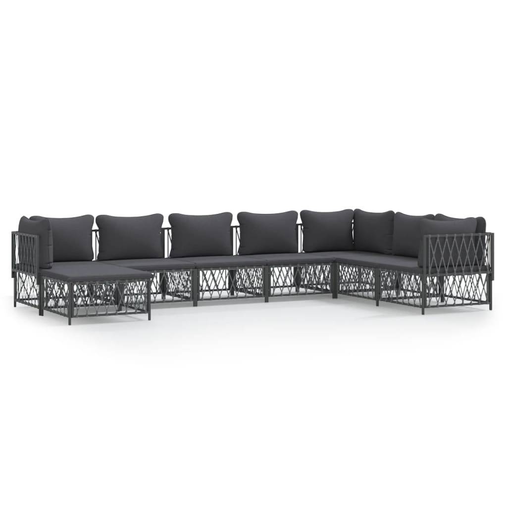 vidaXL 8-tlg. Garten-Lounge-Set mit Kissen Anthrazit Stahl