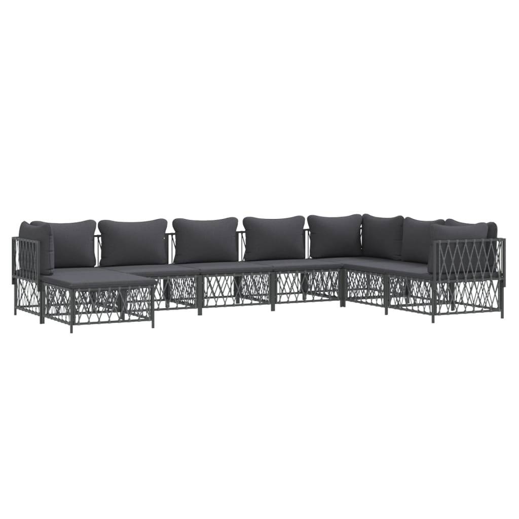 vidaXL 8-tlg. Garten-Lounge-Set mit Kissen Anthrazit Stahl