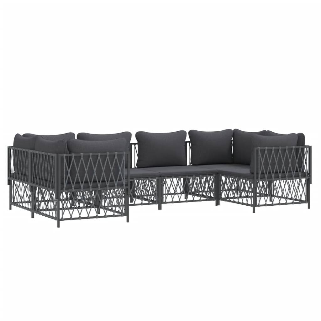 vidaXL 6-tlg. Garten-Lounge-Set mit Kissen Anthrazit Stahl