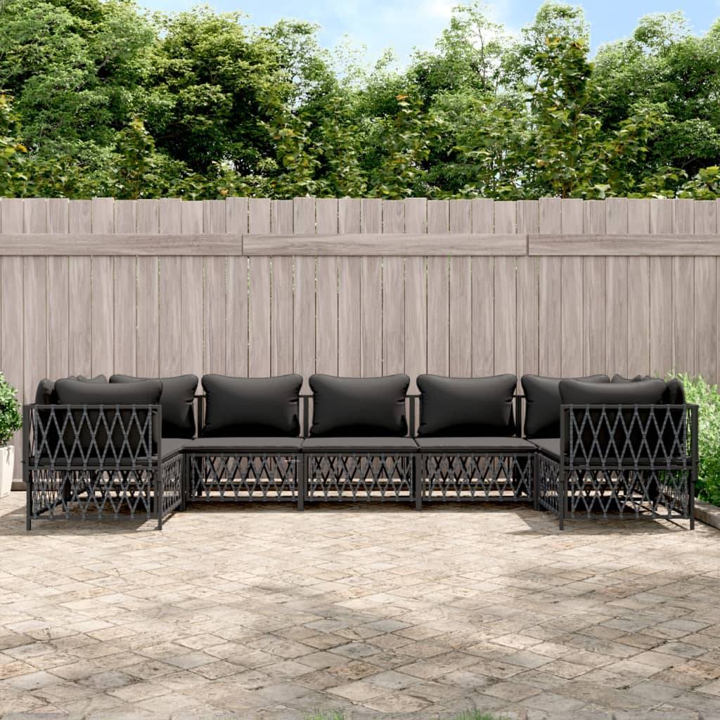 vidaXL 7-tlg. Garten-Lounge-Set mit Kissen Anthrazit Stahl