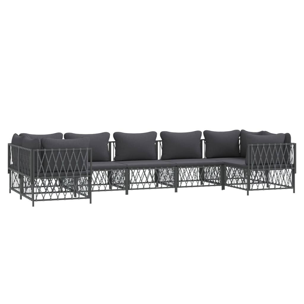 vidaXL 7-tlg. Garten-Lounge-Set mit Kissen Anthrazit Stahl