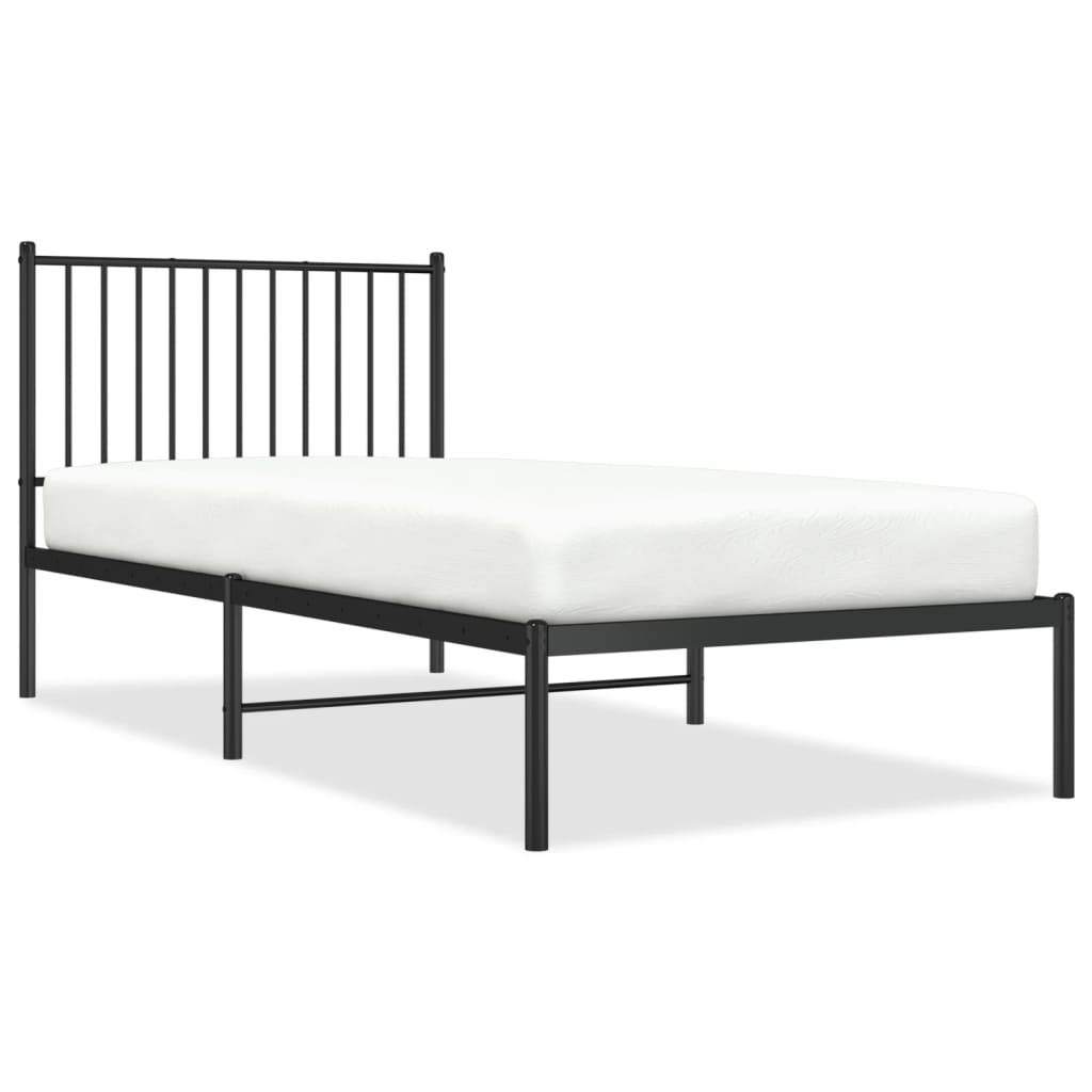 vidaXL Bettgestell mit Kopfteil Metall Schwarz 90x200 cm