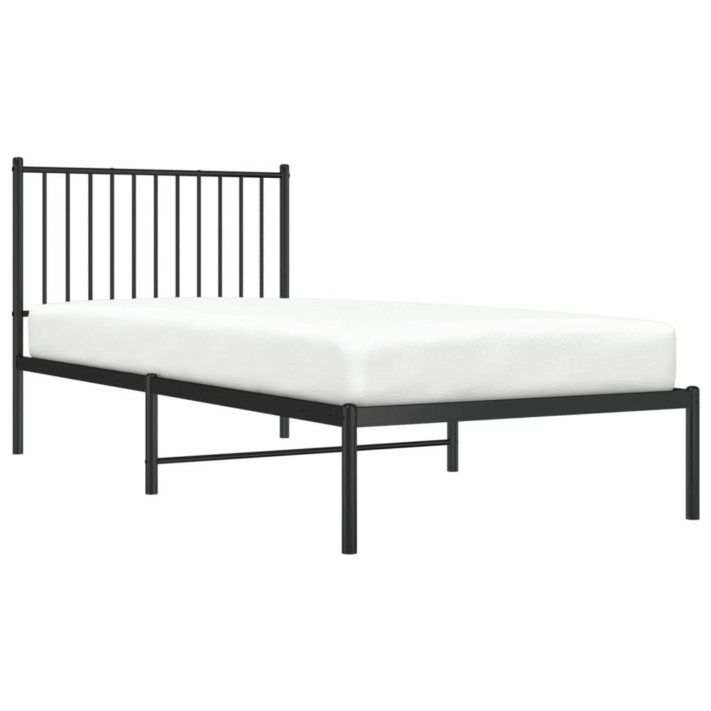vidaXL Bettgestell mit Kopfteil Metall Schwarz 90x200 cm
