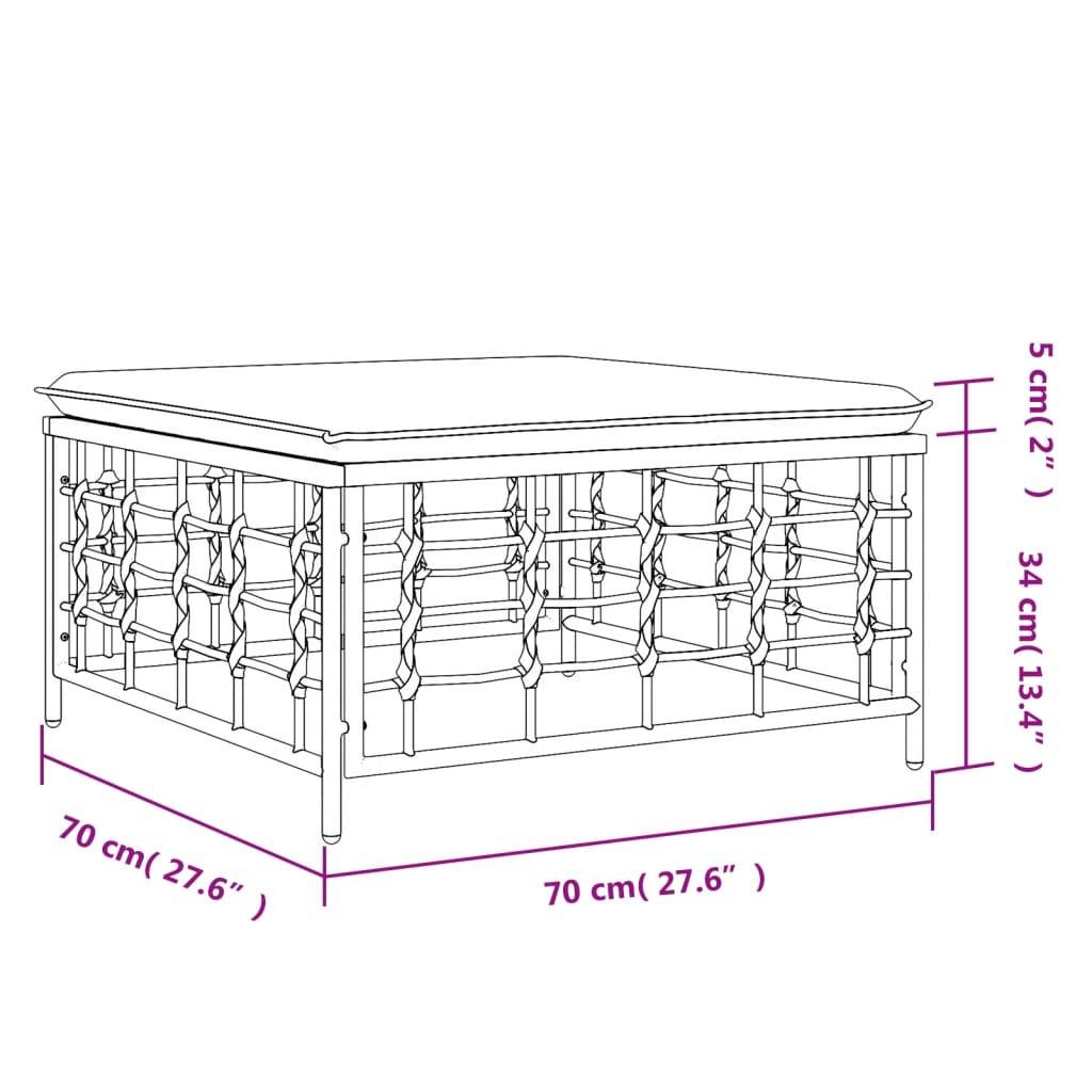 vidaXL Gartenhocker mit Beige Kissen Poly Rattan
