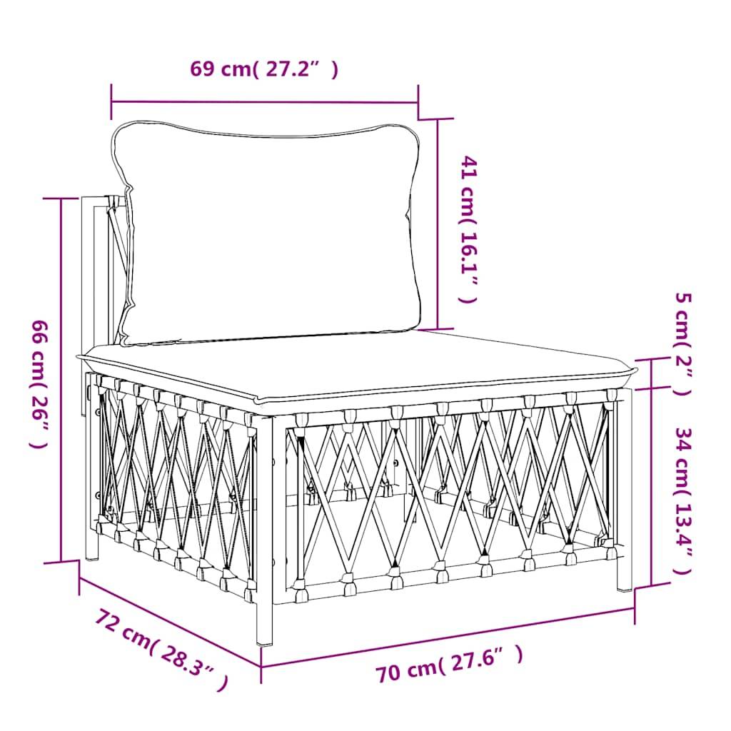 vidaXL Garten-Mittelsofa mit Kissen Anthrazit Gewebe