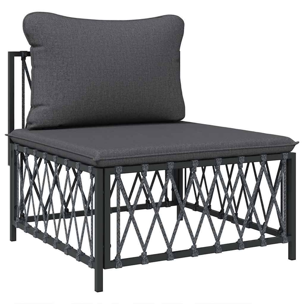 vidaXL Garten-Mittelsofa mit Kissen Anthrazit Gewebe