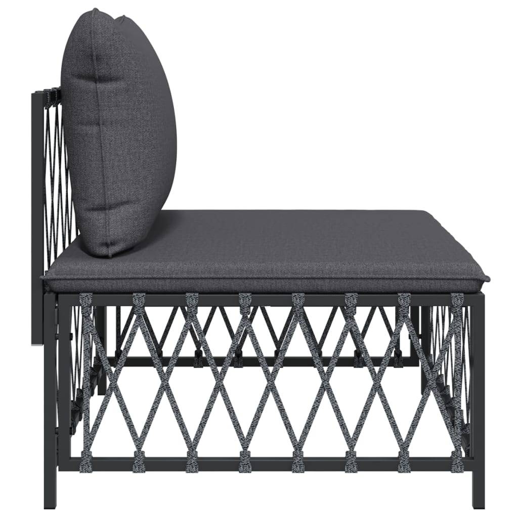vidaXL Garten-Mittelsofa mit Kissen Anthrazit Gewebe