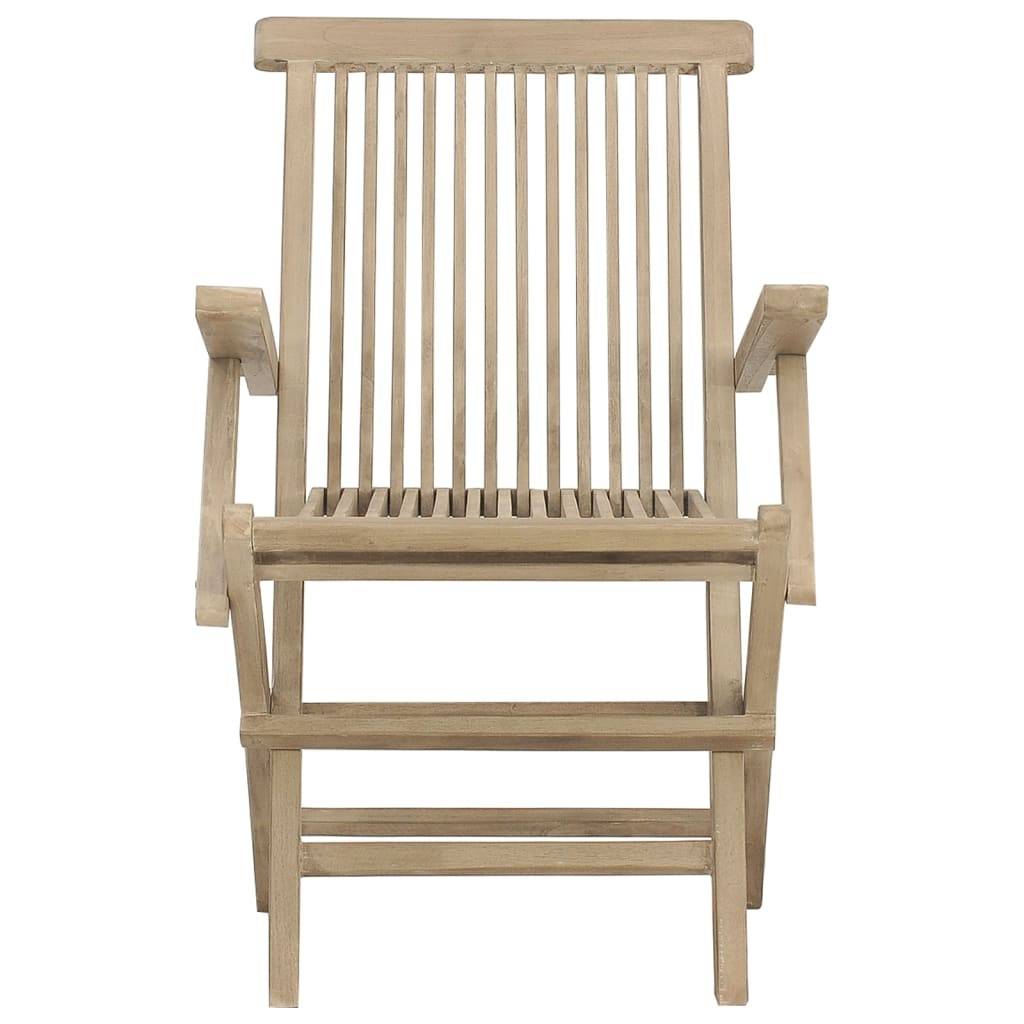 vidaXL Gartenstühle 2 Stk. Klappbar Grau 56x61x89 cm Massivholz Teak