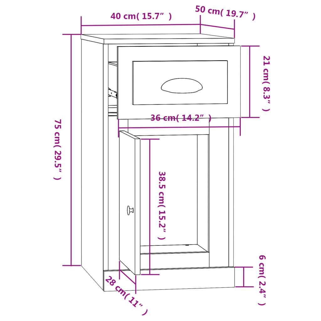 vidaXL Beistellschrank mit Schublade Räuchereiche 40x50x75 cm
