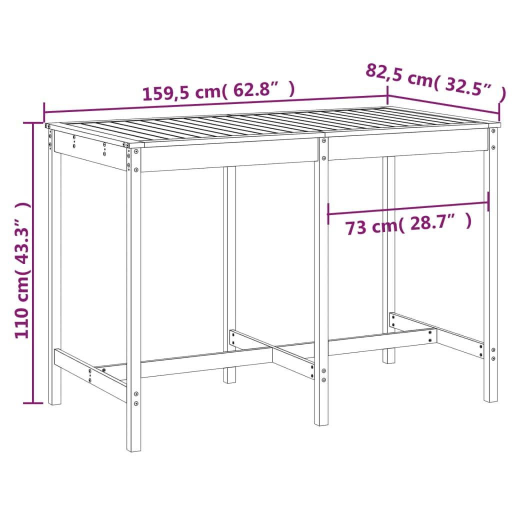 vidaXL Gartentisch 159,5x82,5x110 cm Massivholz Kiefer