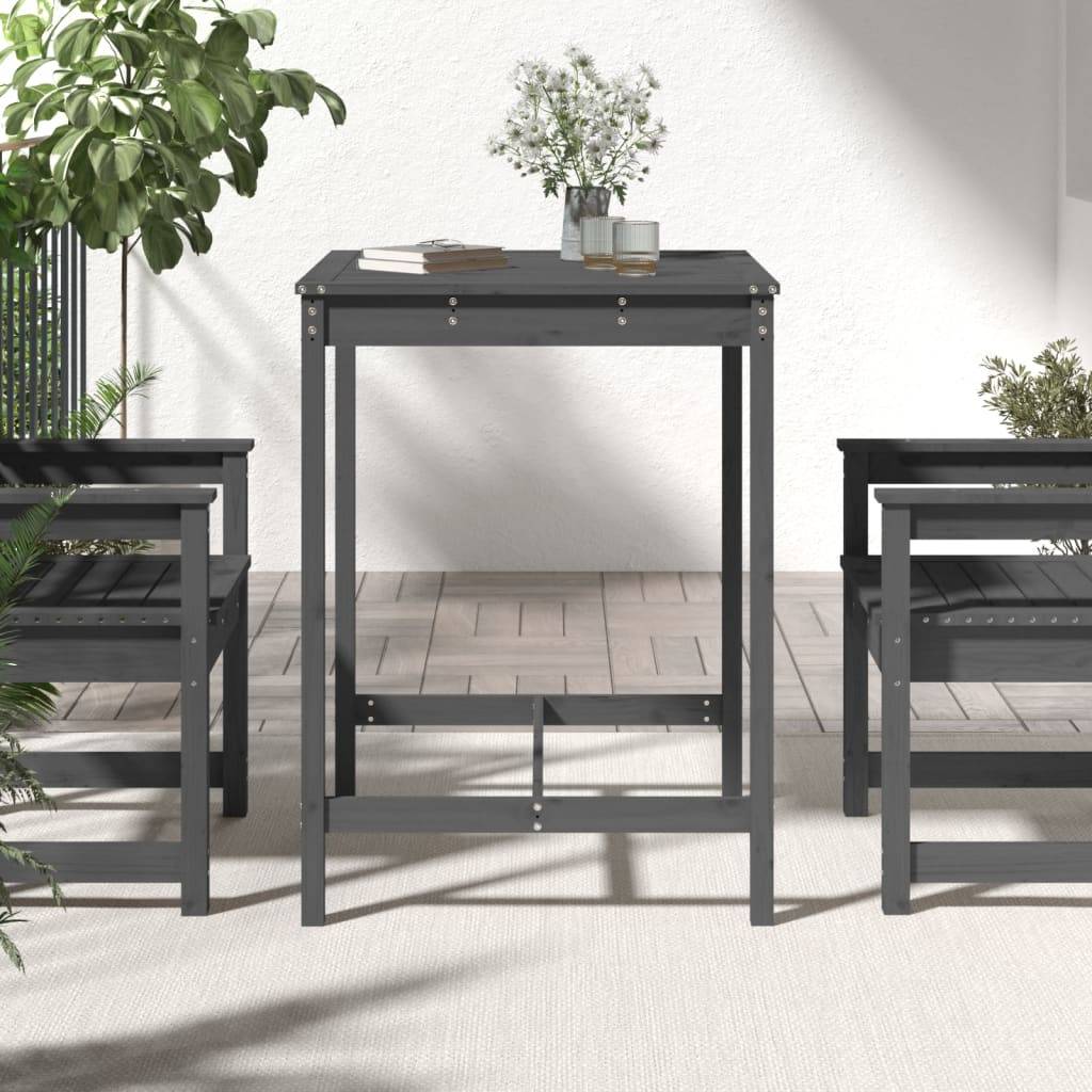 vidaXL Gartentisch Grau 82,5x82,5x110 cm Massivholz Kiefer