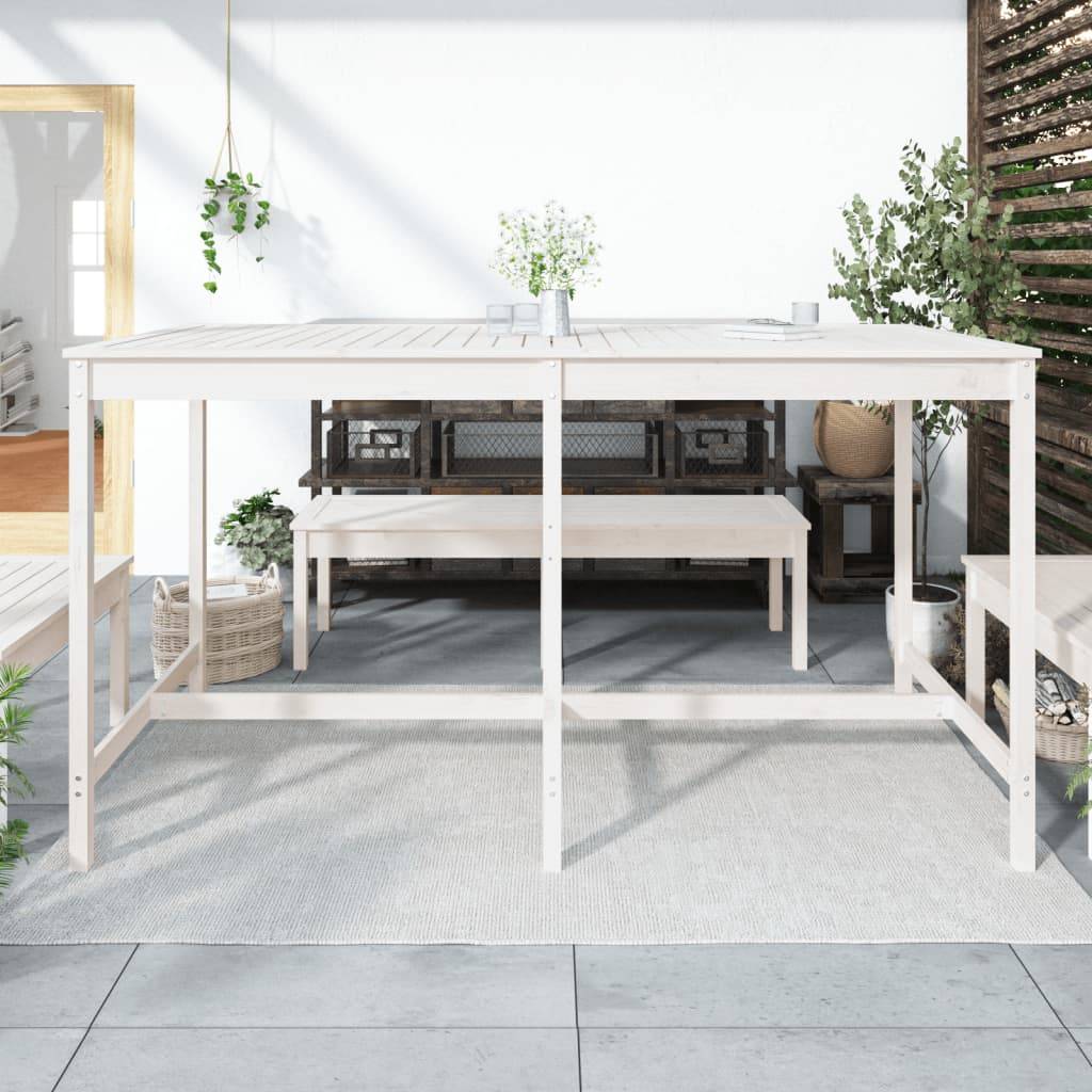 vidaXL Gartentisch Weiß 203,5x90x110 cm Massivholz Kiefer