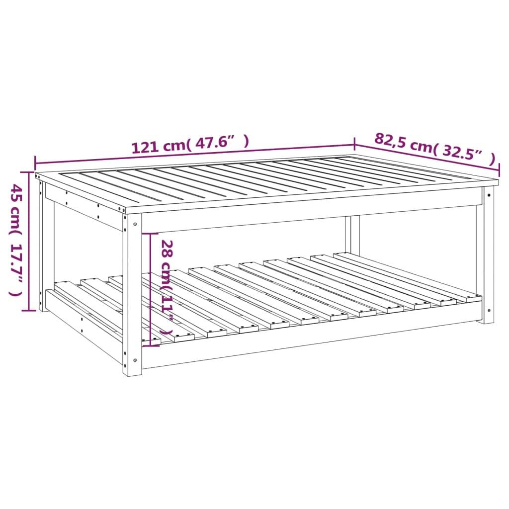 vidaXL Gartentisch 121x82,5x45 cm Massivholz Kiefer