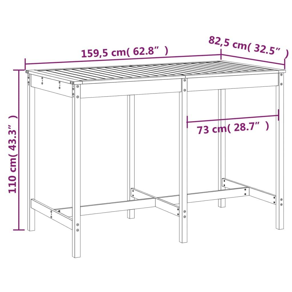 vidaXL Gartentisch Grau 159,5x82,5x110 cm Massivholz Kiefer