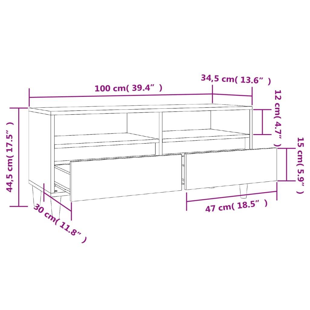 vidaXL TV-Schrank Sonoma-Eiche 100x34,5x44,5 cm Holzwerkstoff