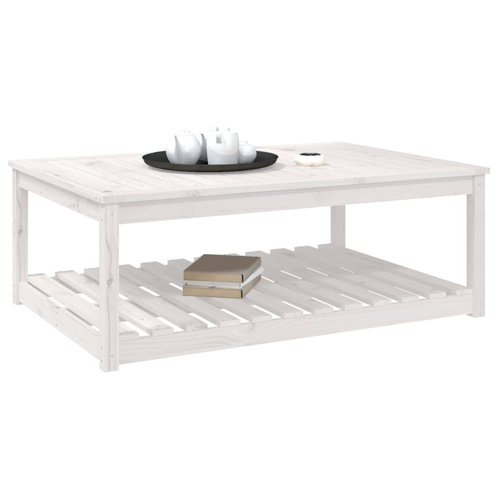 vidaXL Gartentisch Weiß 121x82,5x45 cm Massivholz Kiefer