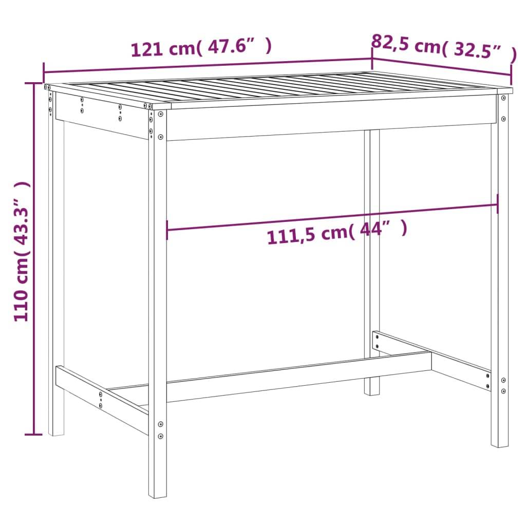 vidaXL Gartentisch 121x82,5x110 cm Massivholz Kiefer