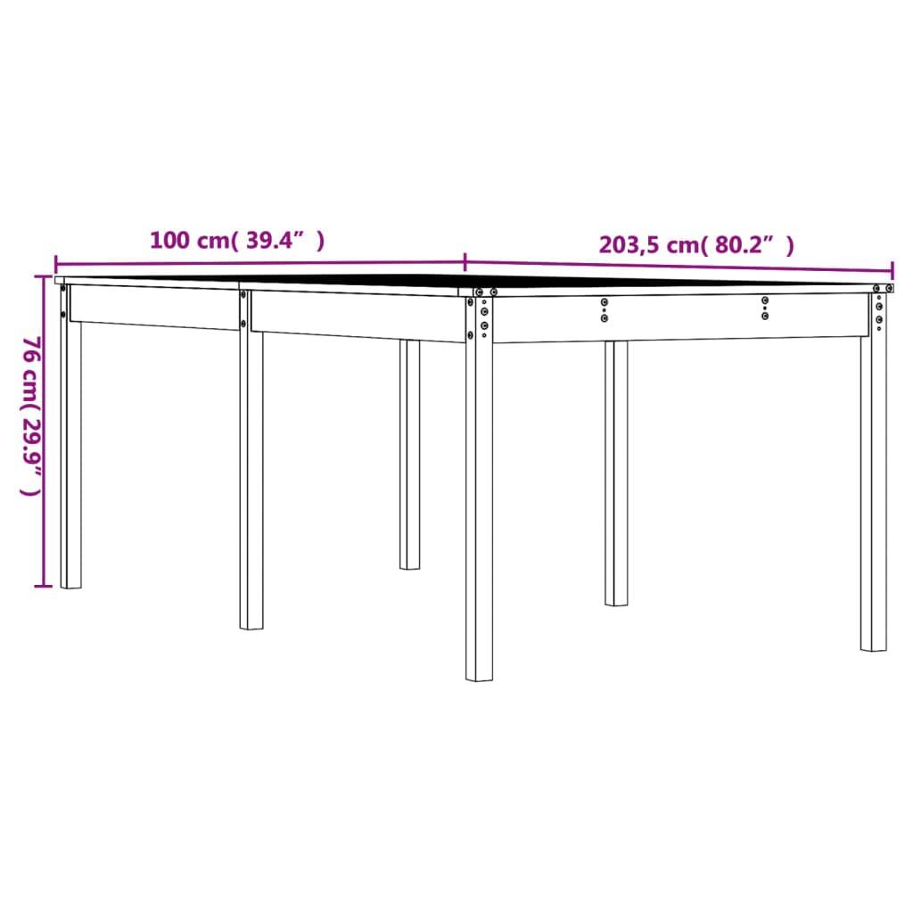 vidaXL Gartentisch Honigbraun 203,5x100x76 cm Massivholz Kiefer