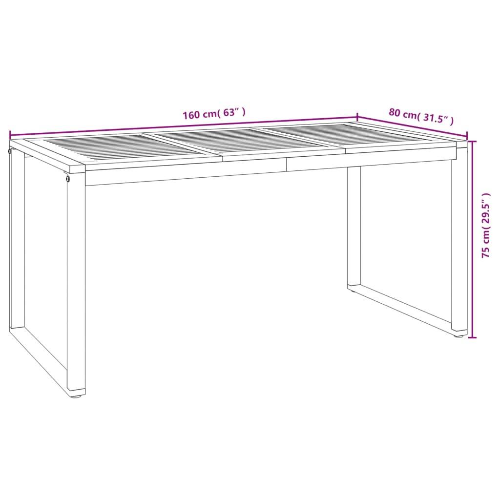 vidaXL Gartentisch mit Beinen in U-Form 160x80x75 cm Massivholz Akazie