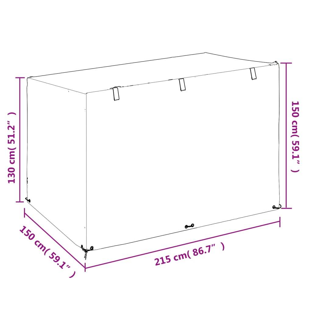 vidaXL Abdeckung für Schaukelbank 12Ösen 215x150x130/150cm Polyethylen