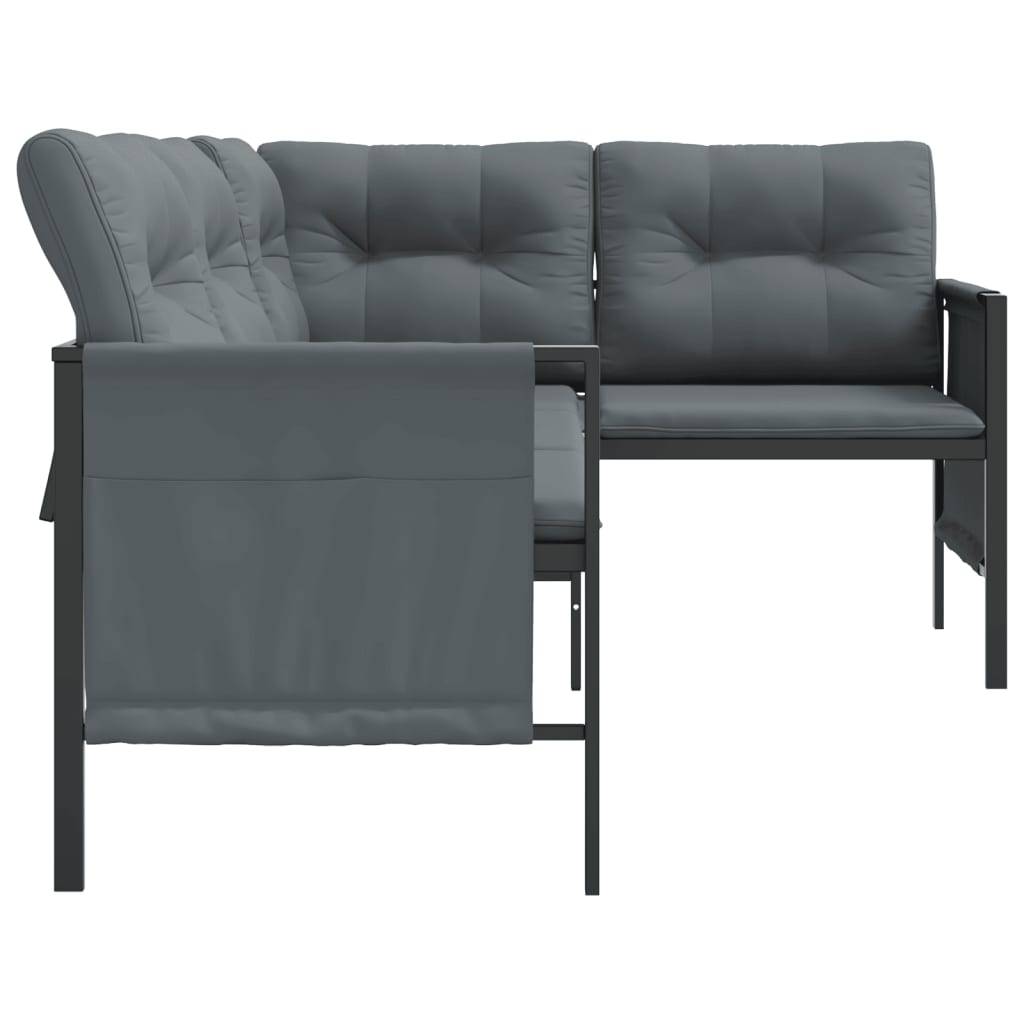 vidaXL Garten-Ecksofa Anthrazit Stahl und Textilene