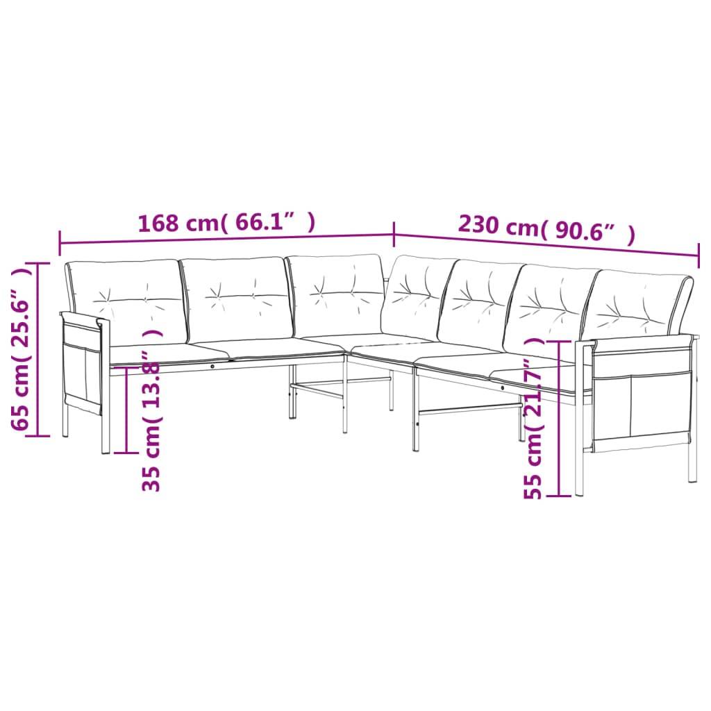 vidaXL Garten-Ecksofa Anthrazit Stahl und Textilene