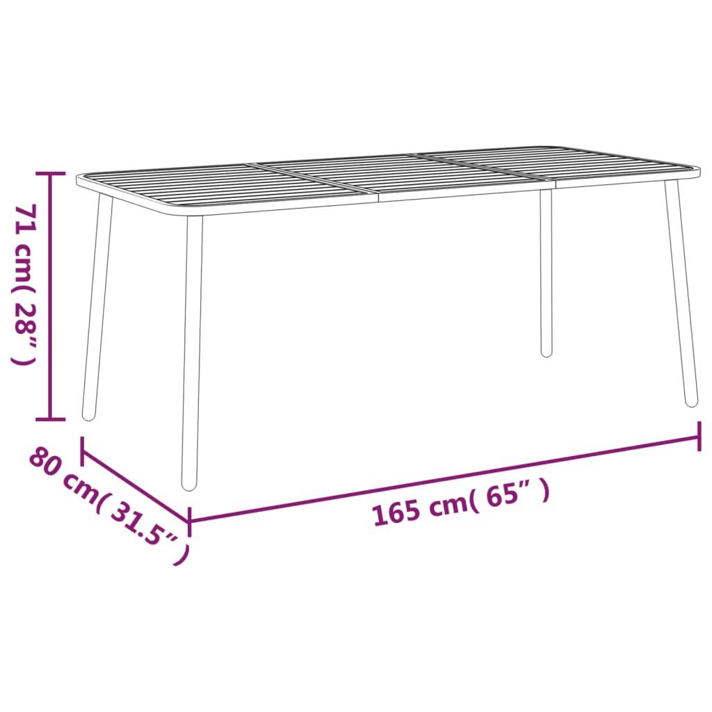 vidaXL Gartentisch Anthrazit 165x80x71 cm Stahl