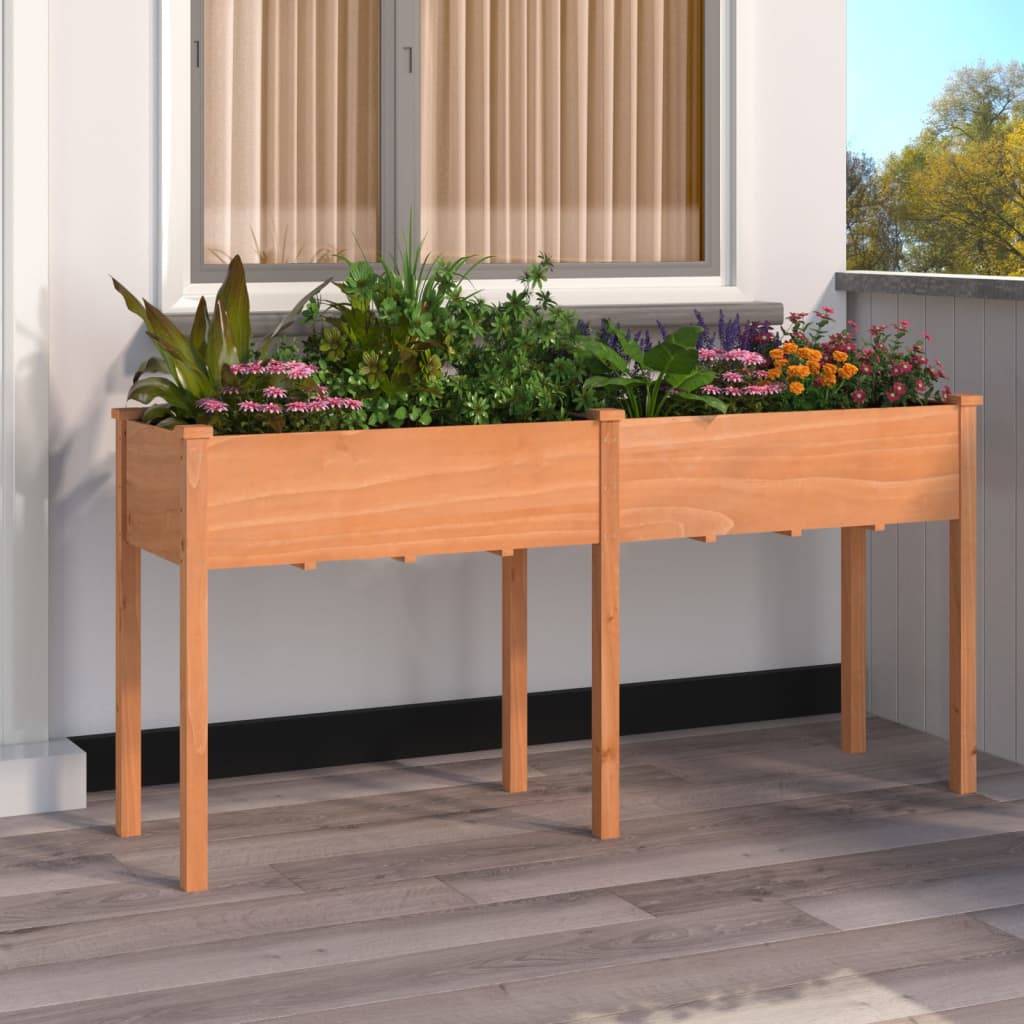 vidaXL Pflanzkübel mit Einsatz Braun 161x45x76 cm Massivholz Tanne