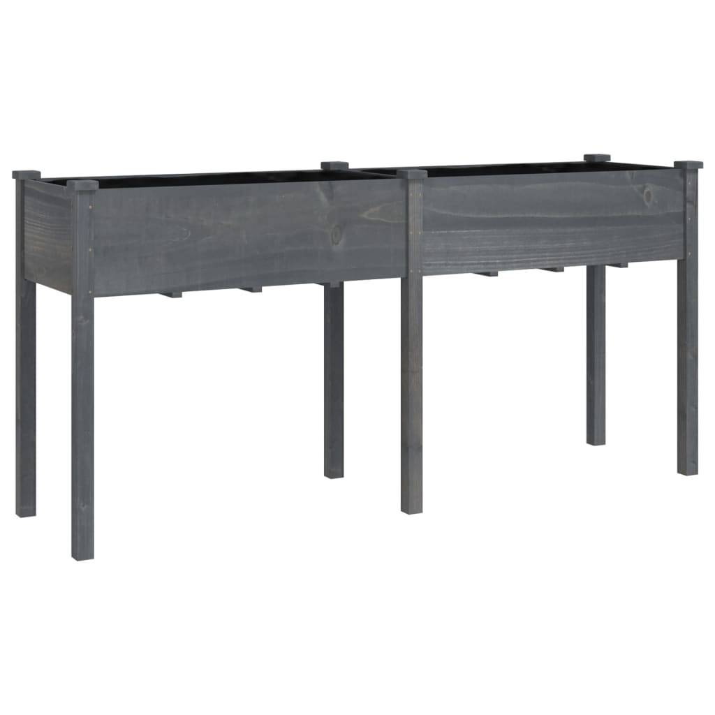 vidaXL Pflanzkübel mit Einsatz Grau 161x45x76 cm Massivholz Tanne
