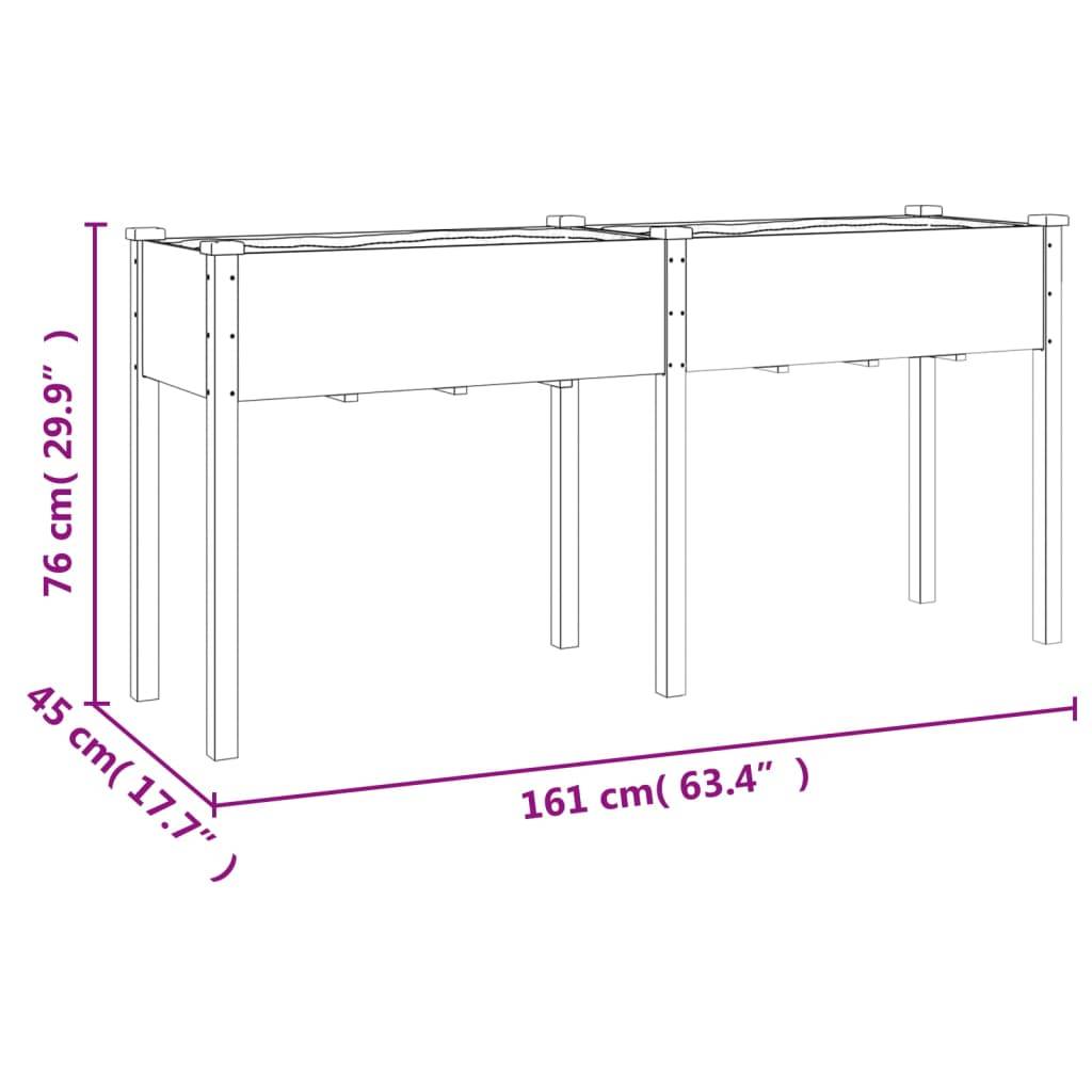 vidaXL Pflanzkübel mit Einsatz Grau 161x45x76 cm Massivholz Tanne