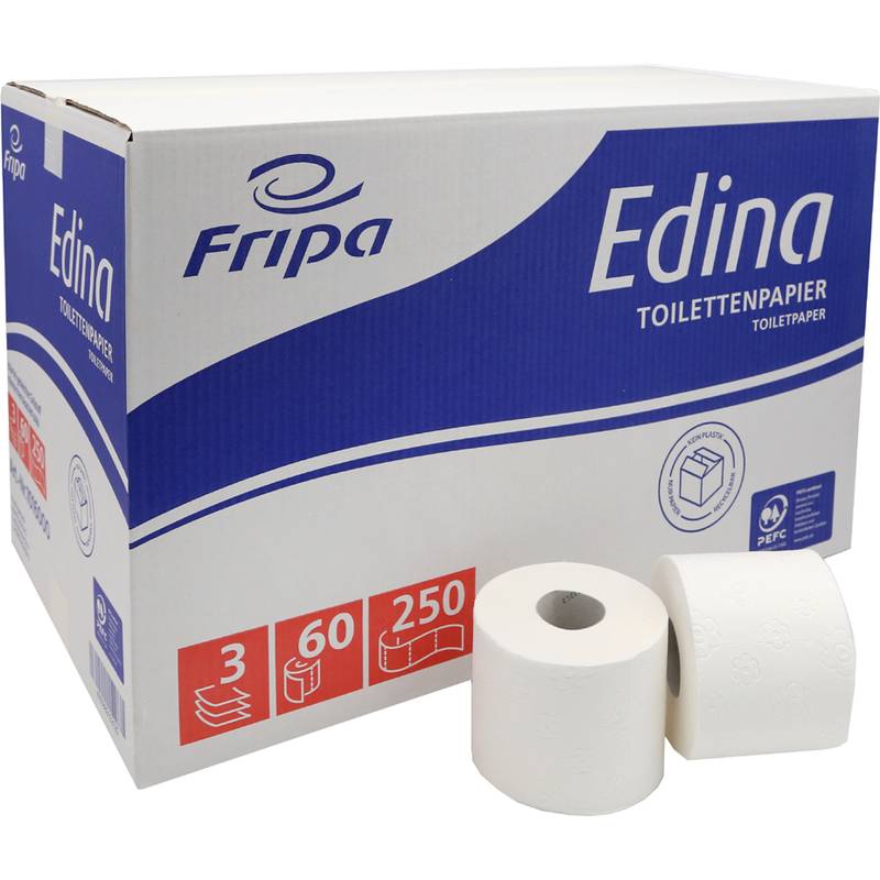 Fripa Toilettenpapier Edina, 3-lagig, hochweiß, Großpackung