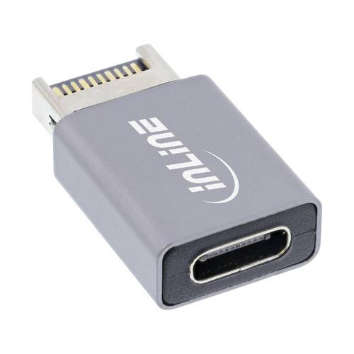 Ein USB-C-zu-HDMI-Adapter mit silbernem Gehäuse, das auf einer Seite einen USB-C-Anschluss und auf der anderen Seite einen HDMI-Stecker zeigt.