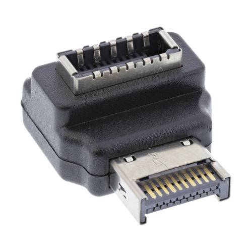 Ein schwarzer IEEE 1394 (FireWire)-Adapter mit einem 9-poligen Anschluss auf der einen Seite und einer 4-poligen Buchse auf der anderen Seite, verwendet für die Datenübertragung.