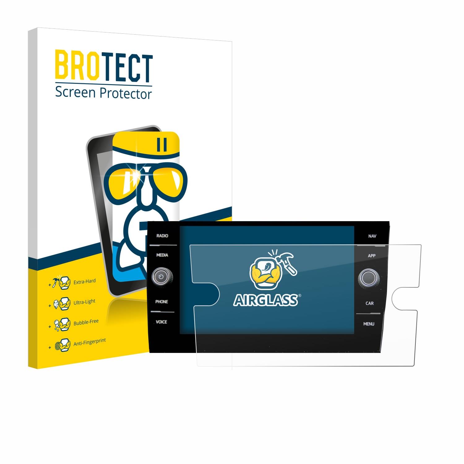 BROTECT AirGlass Glas Panzer-Folie für Volkswagen Taigo Discover Media 8? 2023 - Schutzglas