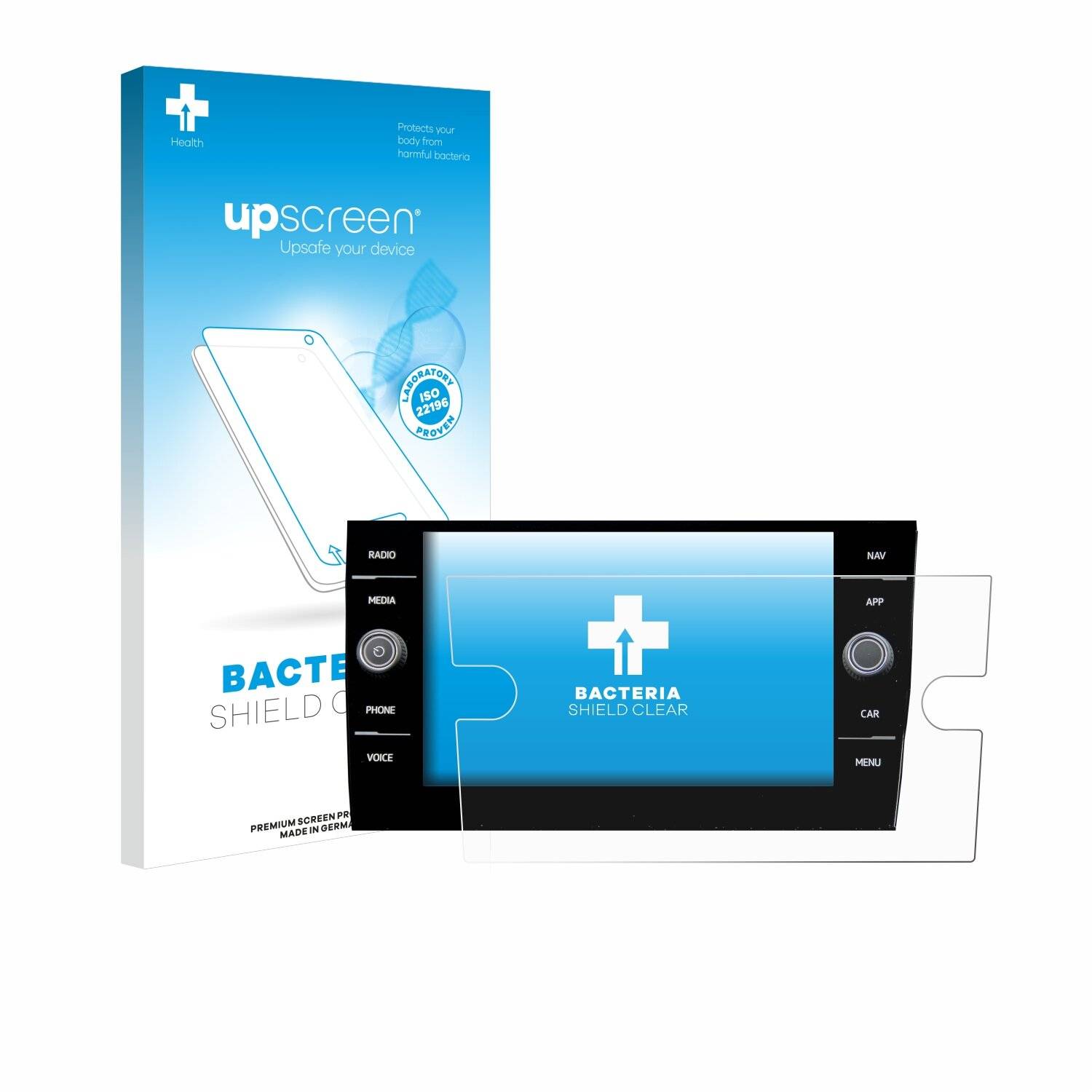 upscreen Bacteria Shield Schutzfolie für Volkswagen Taigo Discover Media 8 2023 -