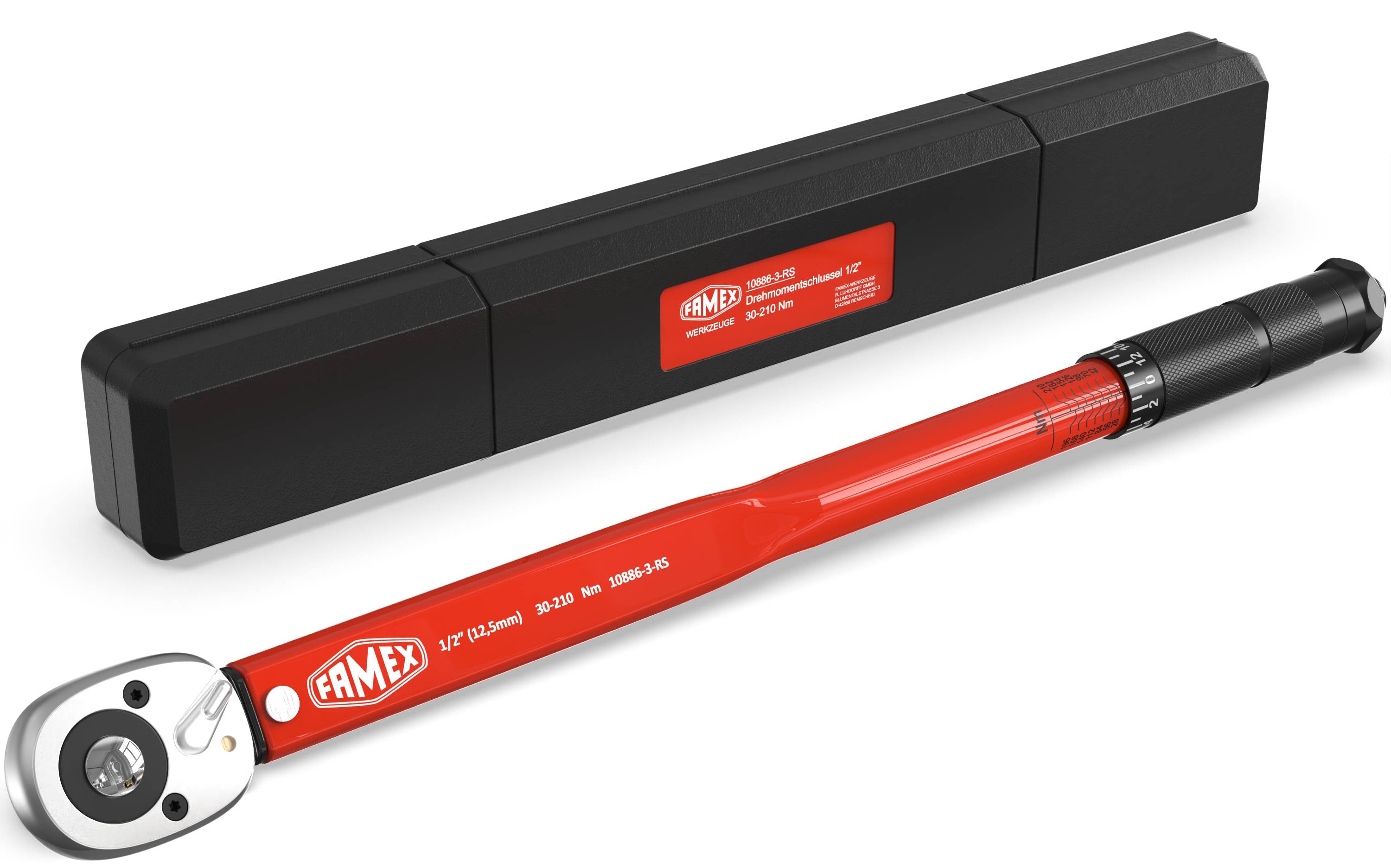 FAMEX 10886-3-RS-KS Drehmomentschlüssel Set 1/2 Zoll (12,5mm) 30-210 Nm - mit Spezial-Einsätze für Radschrauben