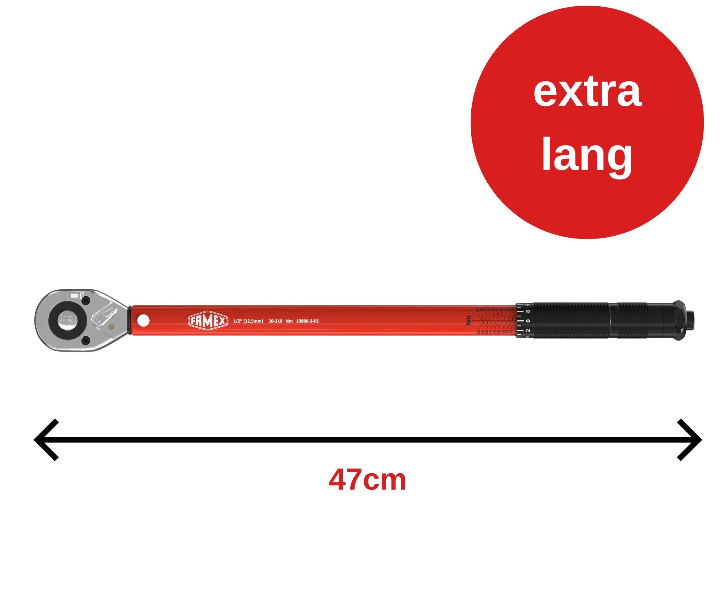 FAMEX 10886-3-RS Drehmomentschlüssel Set 1/2 Zoll, ±4%, 30-210 Nm - mit Spezial-Einsätze für Radschrauben