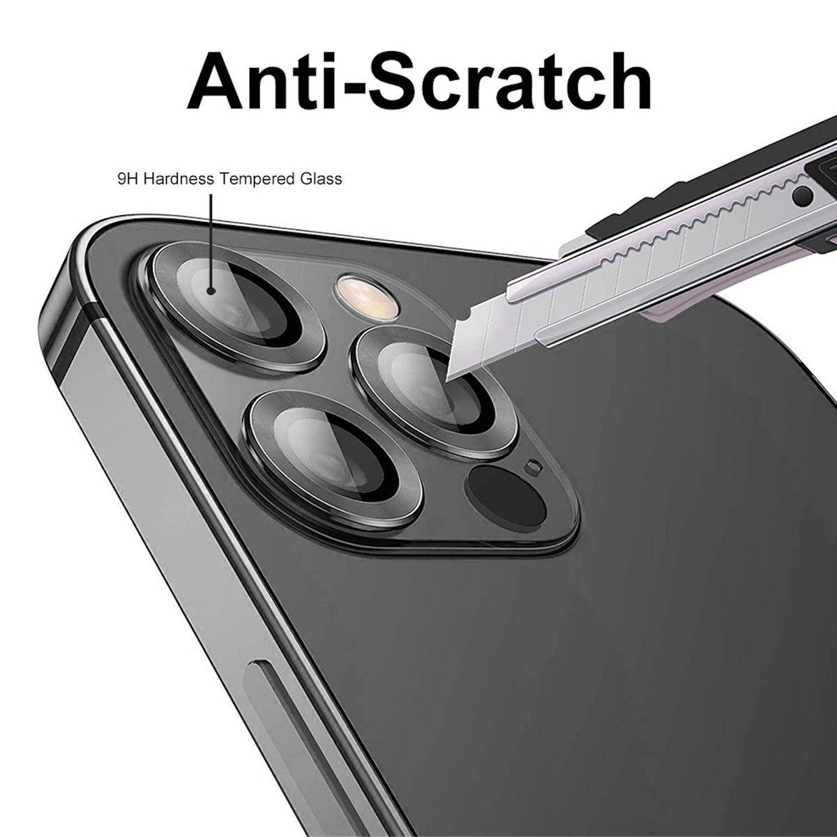 Für Apple iPhone 15 Pro / Pro Max Schutzglas Kamera Linse H9 Grau
