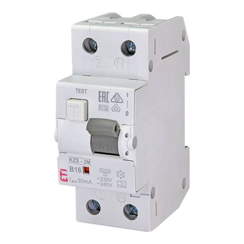 ETI 002173204 - FI-LS-Schutzschalter KZS-2M A B16/0.03 (Auslösecharakteristik B | 240 V | 50/60 Hz | 1+N)