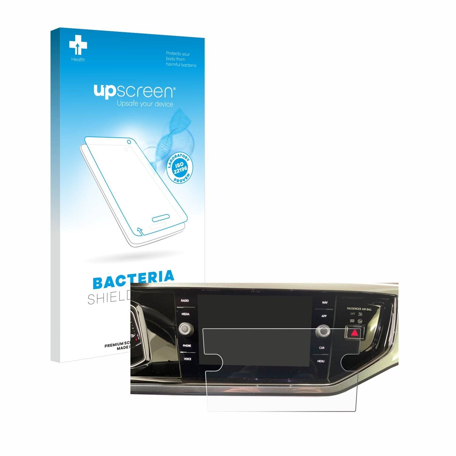 upscreen Bacteria Shield Schutzfolie für Volkswagen Polo VI Ready 2 Discover 8 -