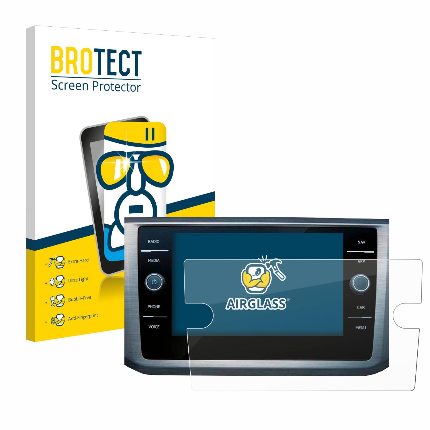 BROTECT AirGlass Glas Panzer-Folie für Volkswagen Passat B8 Discover Media 8 - Schutzglas