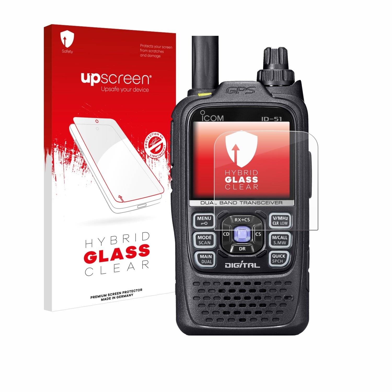 upscreen Hybrid Glas Panzer-Folie für Icom ID-51