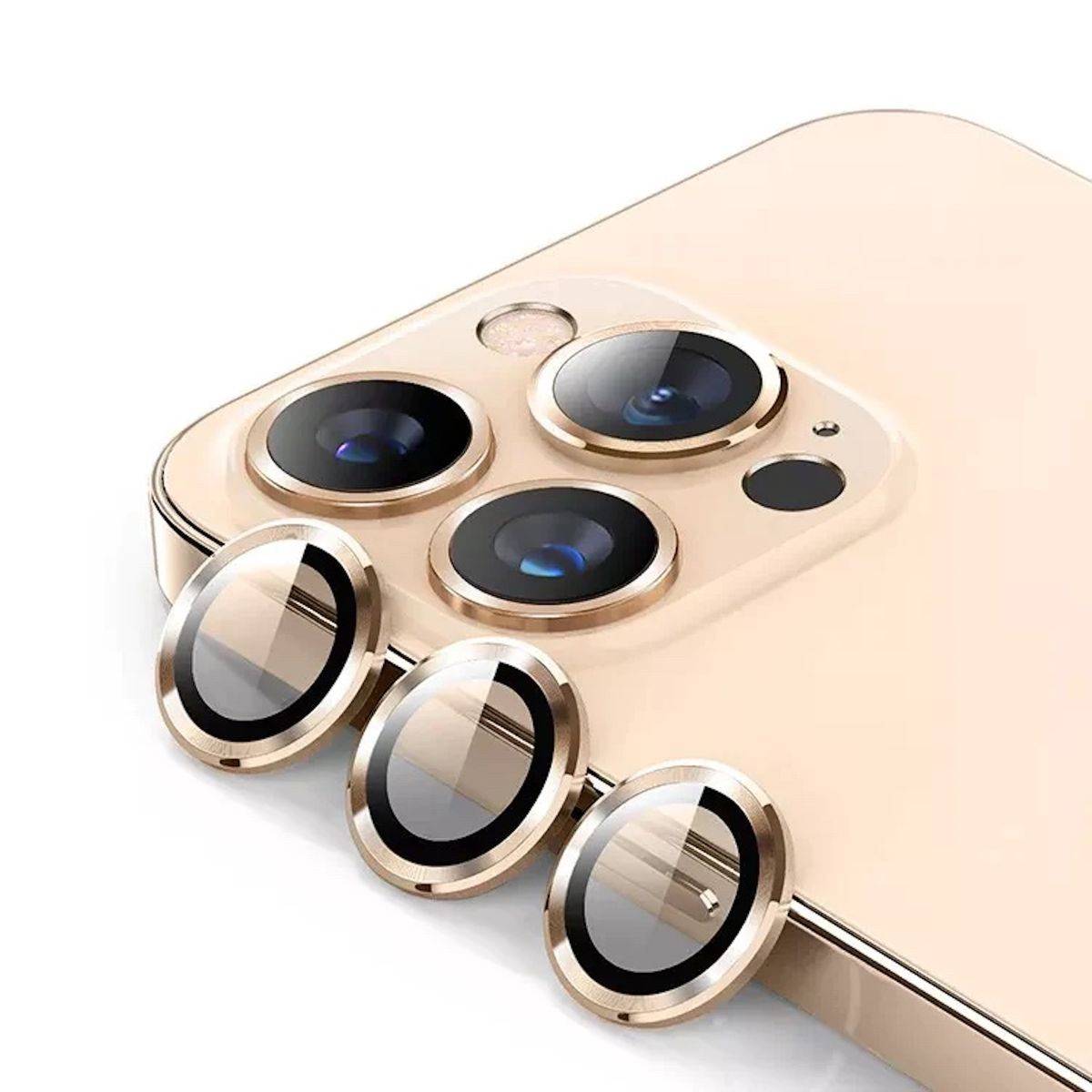 Für Apple iPhone 15 Pro / Pro Max Schutzglas Kamera Linse H9 Gold