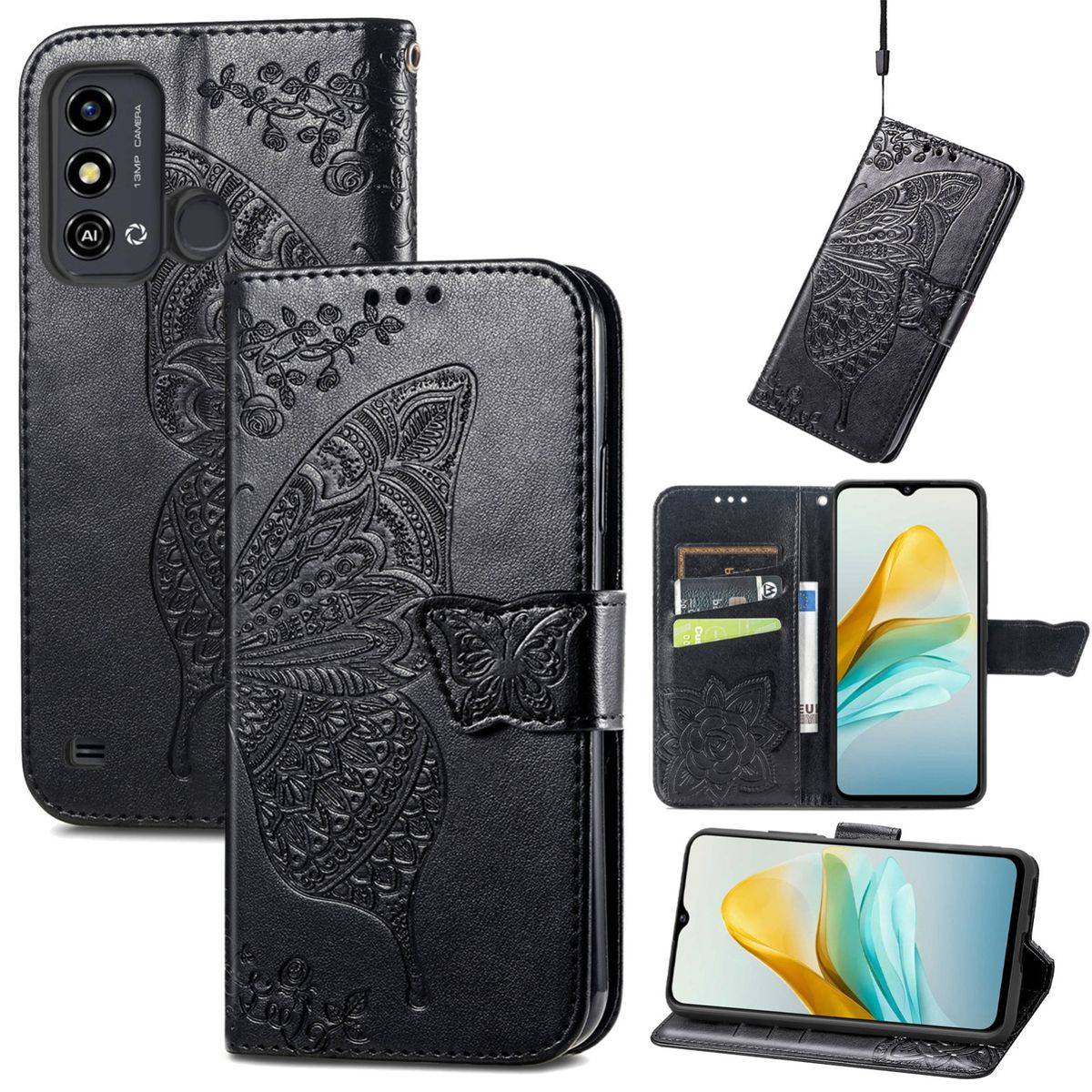 Für ZTE Blade A53 Kunstleder Tasche Hülle Etuis Schutz Book Motiv 1