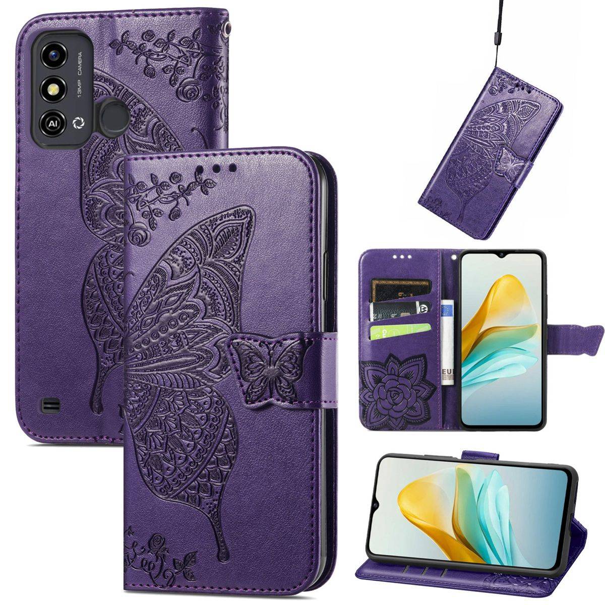 Für ZTE Blade A53 Kunstleder Tasche Hülle Etuis Schutz Book Motiv 6