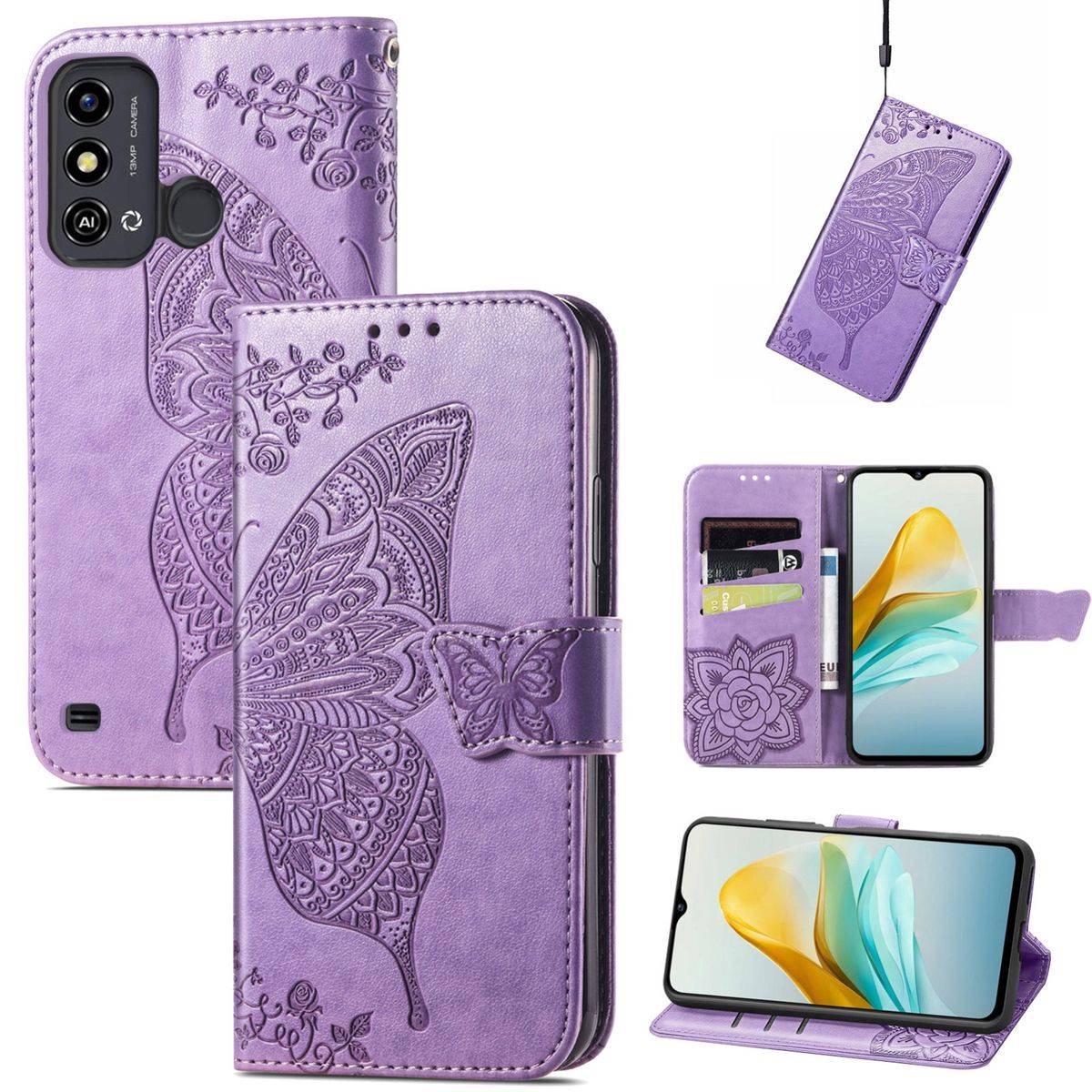 Für ZTE Blade A53 Kunstleder Tasche Hülle Etuis Schutz Book Motiv 7