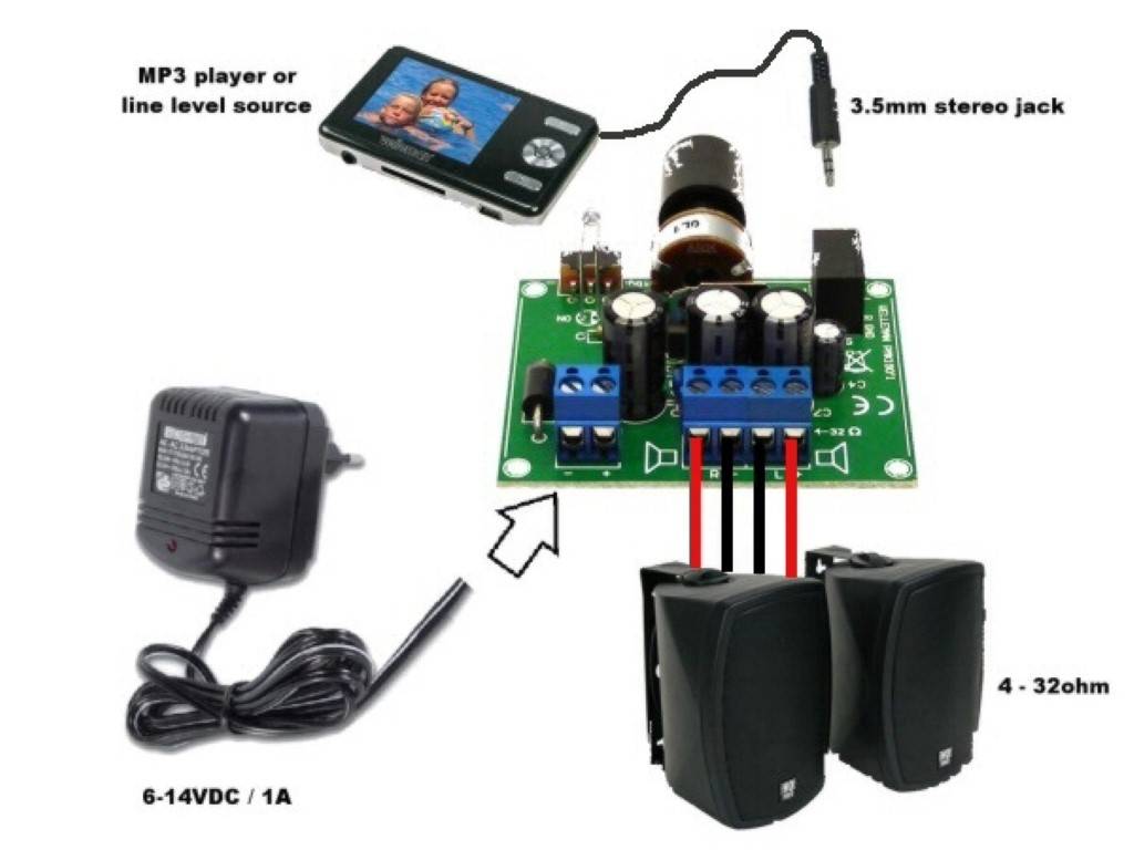 2x5W Verstärker für MP3-Player