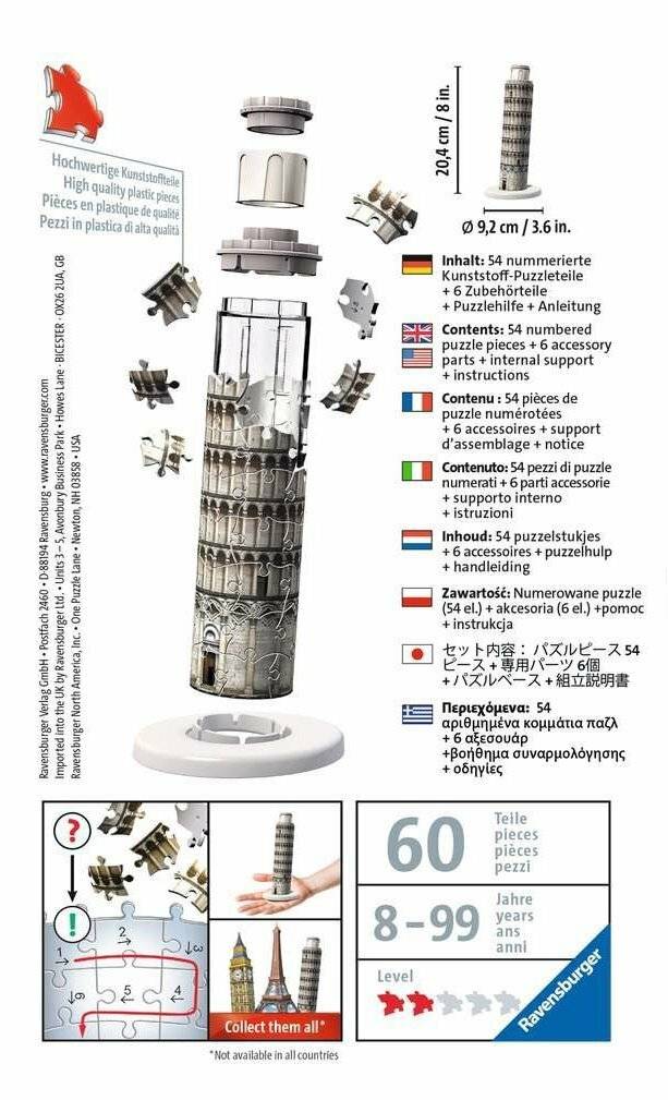RAVENSBURGER 3D-Puzzle Mini Schiefer Turm von Pisa 54 Teile