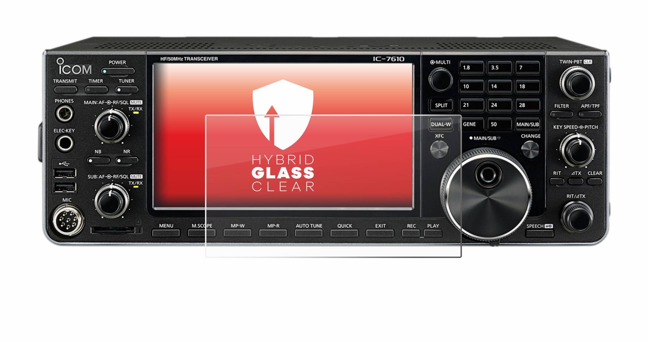 upscreen Hybrid Glas Panzer-Folie für Icom IC-7610 )