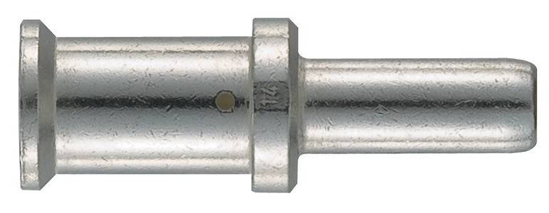 Eine Metallzylinderstange mit einer Kerbe um die Mitte und einem kleinen Loch an der linken Seite. Sie scheint ein Bestandteil eines größeren Mechanismus zu sein.